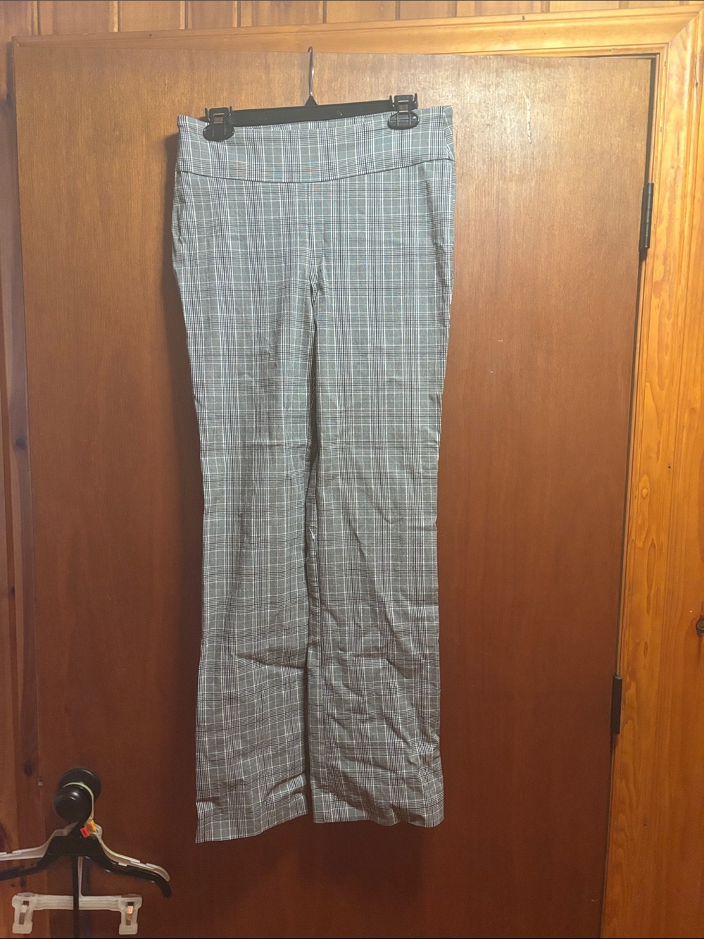Soho Apparel Gray Plaid Straight-Leg Pants